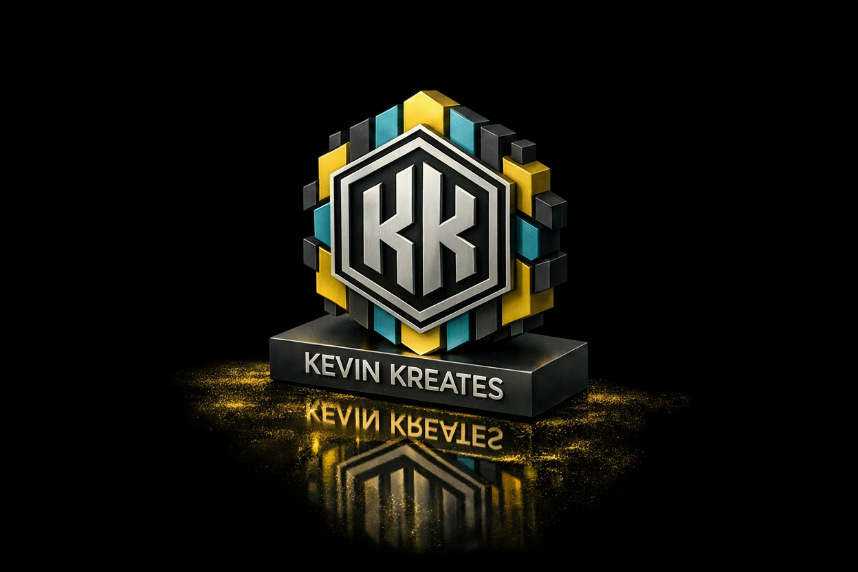 Kevin Kreates Logo on Black Background